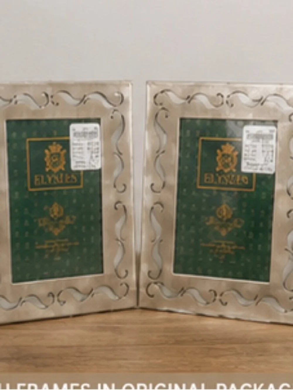 Set of 2 ELYSÉES Brushed Silver Metal 4x6 Picture Frames Decorative Scroll NIP